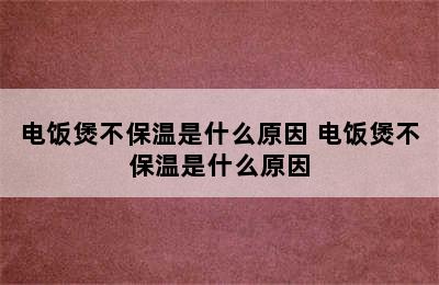 电饭煲不保温是什么原因 电饭煲不保温是什么原因